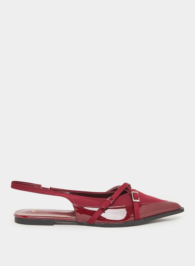 Styli Burgundy Pointed-Toe Slingback Flats - Image 1